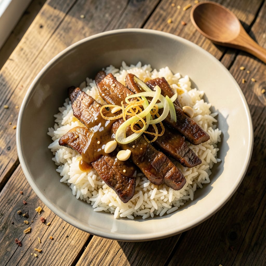 Asian Beef and Rice Bowl Recipe: Wok-Seared Beef with Fragrant Five-Spice Rice