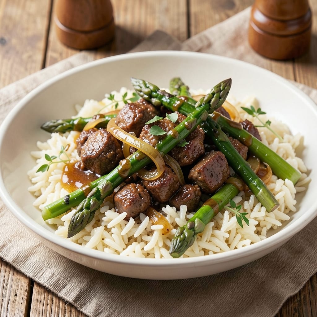 Asparagus Ground Beef Rice Recipe: One-Pan Umami Harmony