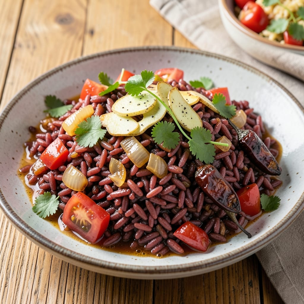 African Red Rice Recipe: Tomato-Infused Spice Bomb with Nutty Depth