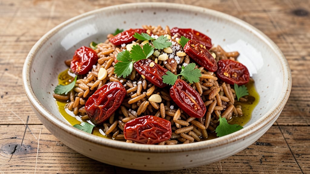 Brown Rice With Sun-Dried Tomatoes Recipe: Umami-Packed One-Pan Meal
