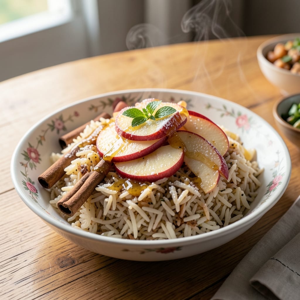 Apple Rice Indian Recipe: Spiced Apple-Cider Fragrance With Crispy Edges