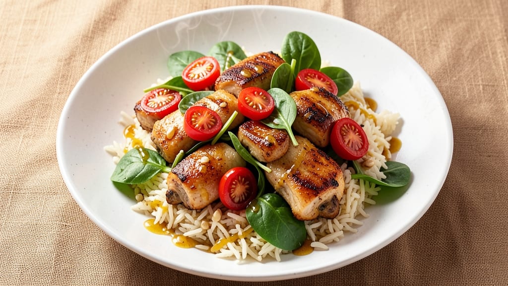 Chicken Spinach Tomato Rice Recipe: One-Pan Herb-Infused Harmony