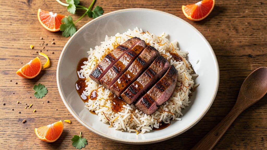 Carne Asada and Rice Recipe: Charred Marinated Steak Over Cilantro-Lime Jasmine Rice