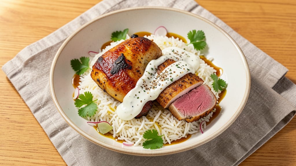 Chicken and Lamb Over Rice Recipe: Spiced Protein Harmony in One Pot