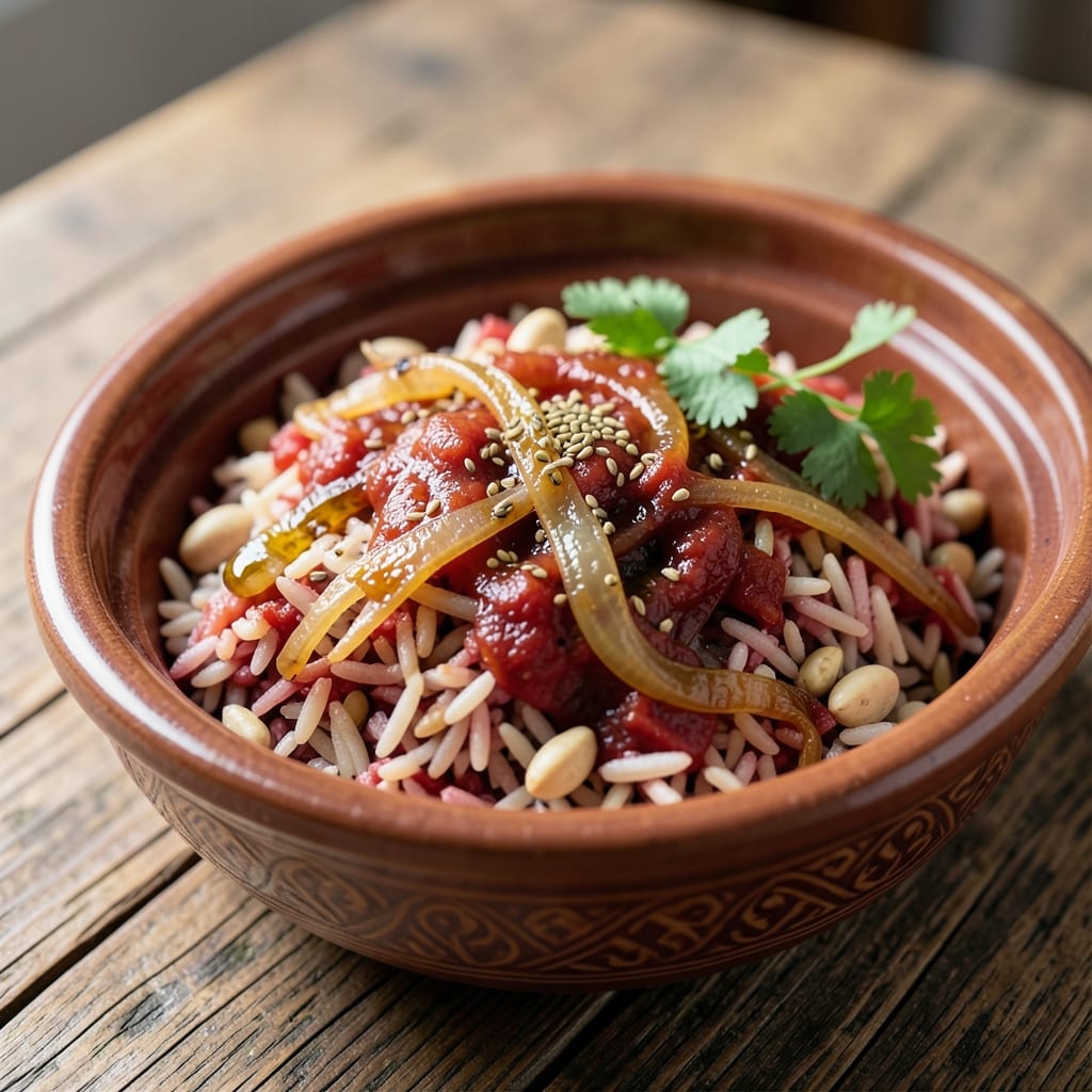 Arabic Red Rice Recipe: Spiced Tomato and Saffron Infusion