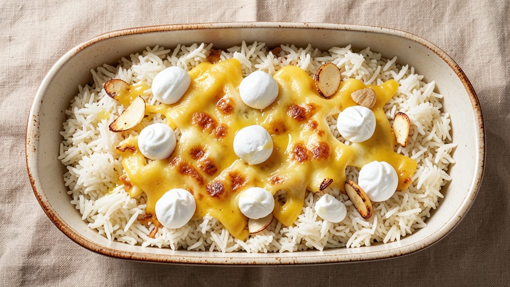 Cheesy Rice Pilaf Recipe: Golden Crust and Gooey Cheese Fusion