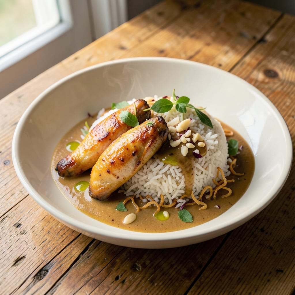 Adels Chicken Over Rice Recipe: Fragrant Coconut-Jasmine Crust With Silky Pink Centers