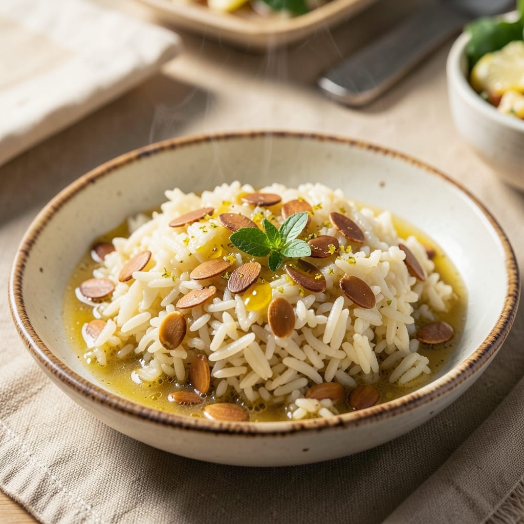 Armenian White Rice Recipe: Lemon-Zest Brightness With Almond-Flecked Crunch
