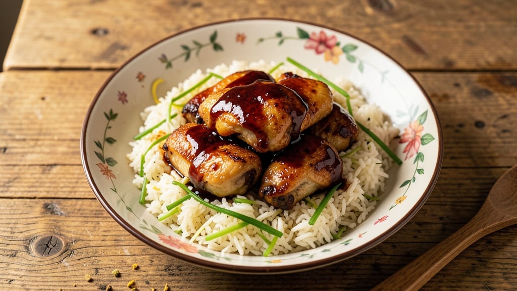Chicken Atop Rice Recipe: Crispy Celery Crowns Over Fragrant Jasmine Rice
