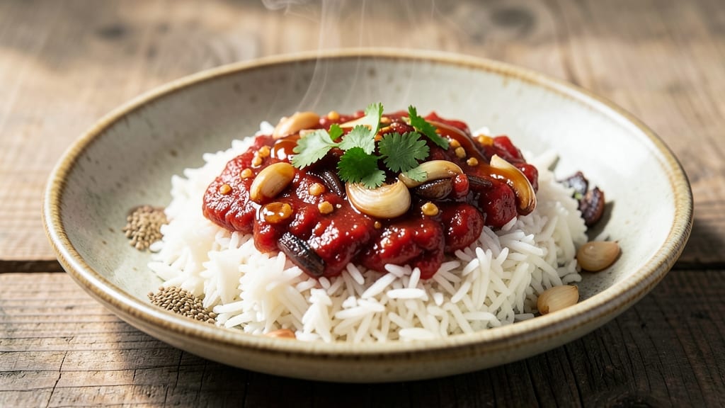 Chinese Rice Recipe in Urdu: Fragrant Basmati with Spiced Tomato Gravy