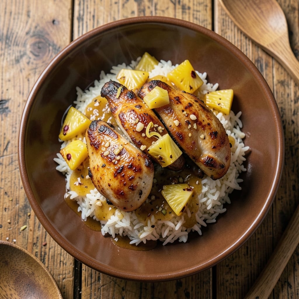 Air Fryer Pineapple Chicken and Rice Recipe: Tropical Crispy Bites with Fluffy Grains