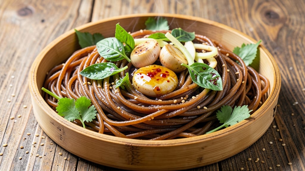 Brown Rice and Vermicelli Noodles Recipe: Wok-Fried Crunch With Fragrant Herb Infusion