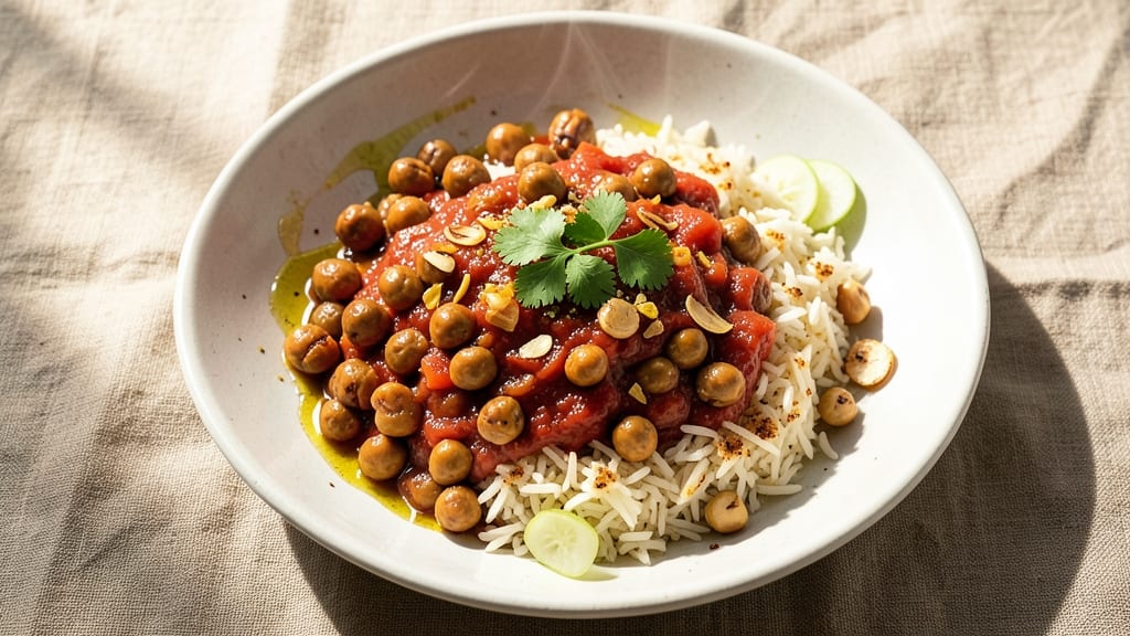Chana Masala and Rice Recipe: Creamy-Spiced Chickpeas With Aromatic Basmati