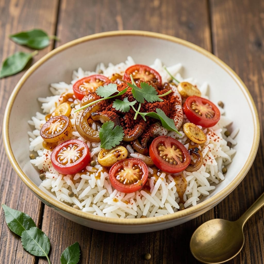 Achari Rice Recipe: Fragrant Spiced Tomato Pepper Pilaf