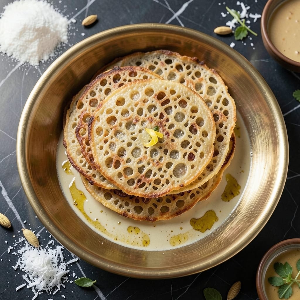Appam Recipe with Rice Flour Without Yeast: Lacy Coconut Caps Unfolded Over Curries